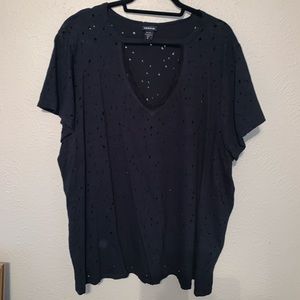 Torrid destructed lace choker tee size 4